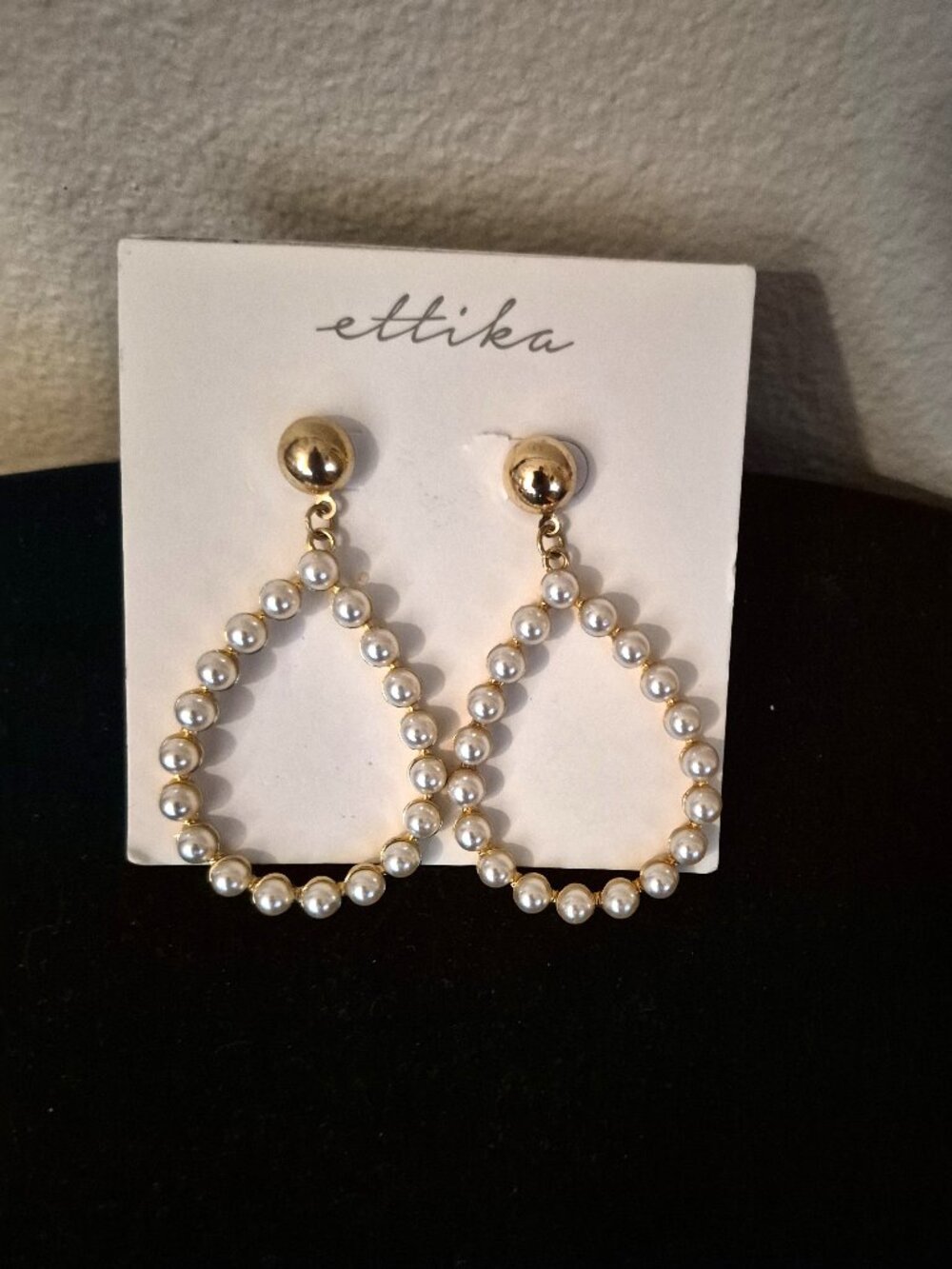 ettika Goldtone Faux Pearl Earrings NWT